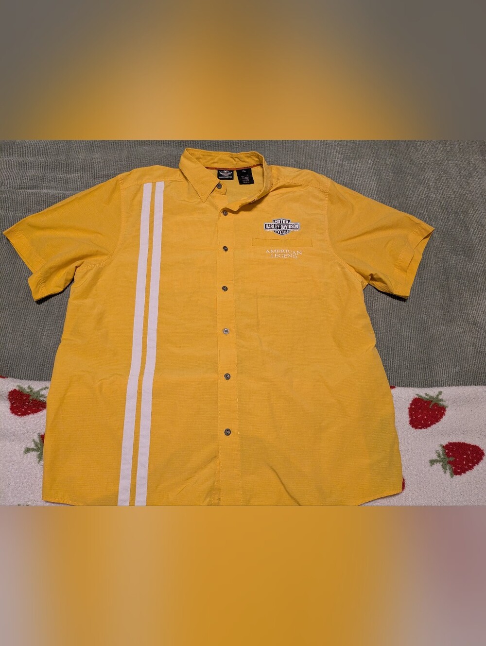 Harley-Davidson Men’s Yellow Button-Up Shirt - American Legend Size 2XL